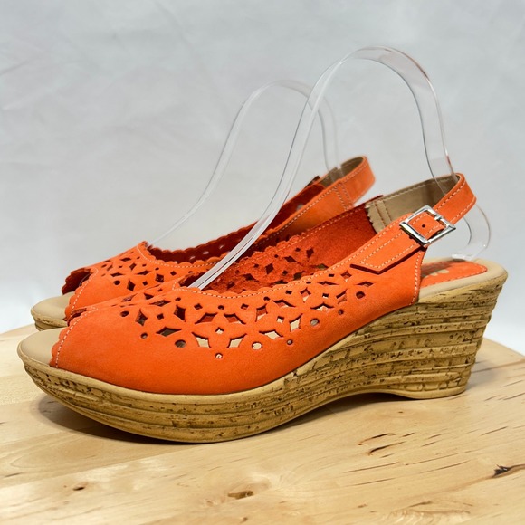 Spring Step Women's Chaya Orange Wedge Open Toe Sandal NWOB - Size 40 EUR & 9 US - Picture 4 of 10
